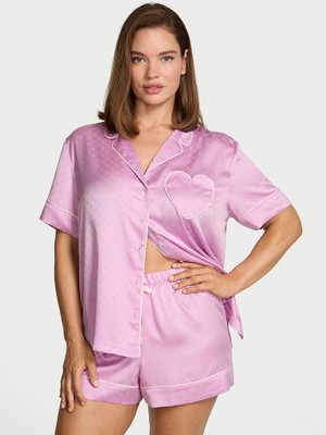 Victoria's Secret Glazed Satin Heart Short Pajama Set