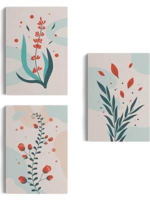Cepahir 3’lü Tablo Modern Sanat Posterleri Yaz Çiçek Koleksiyonu Dekoratif Duvar Tablo Seti-Aü-22