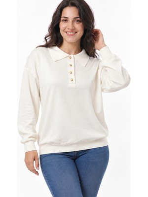 Etki Moda Kadın Polo Yaka Merserize Triko Bluz
