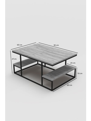 Bezos Professional Delux Orta Sehpa Gold Beyaz 90X60 cm