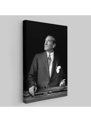 Cepahir Atatürk Portre Tablosu Mustafa Kemal Atatürk Dikdörtgen Dekoratif Kanvas Tablo-Dı-86