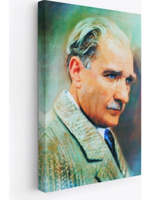 Cepahir Atatürk Portre Tablosu Mustafa Kemal Atatürk Dikdörtgen Dekoratif Kanvas Tablo-Cl-62