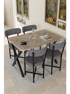 Bezos Professional Sandalye 1 Adet Keten Kumaş Metal Ayak Modern Mutfak Sandalyesi Cafe Balkon Ofis Teddy 9816 Gri