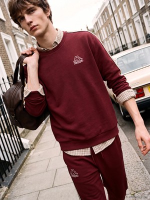 Lc Waikiki Yeni Sezon Bordo Bisiklet Yaka Baskılı Erkek Sweatshirt