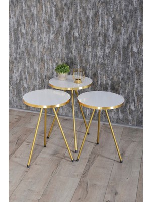 Bezos Professional Gold Metal Düz Ayak Zigon Beyaz 3'lü