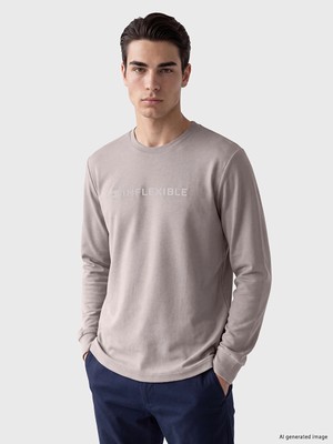 Lc Waikiki Yeni Sezon Gri Bisiklet Yaka Baskılı Erkek Sweatshirt