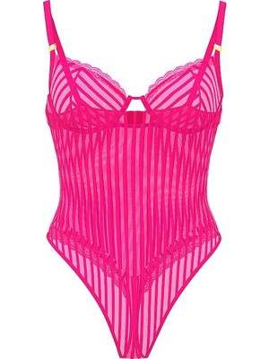 Victoria's Secret Tease Striped Lace Bodysuit