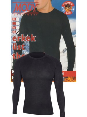 Maruf Shop Erkek Uzun Kol Bisiklet Yaka Siyah Renk Likralı Mody Termal Üst Içlik