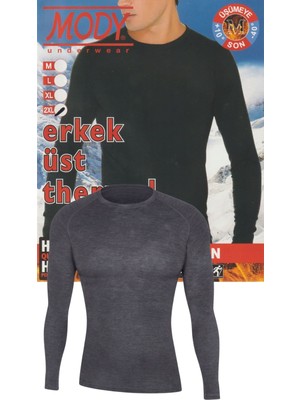 Maruf Shop Erkek Uzun Kol Bisiklet Yaka Antrasit Renk Likralı Mody Termal Üst Içlik