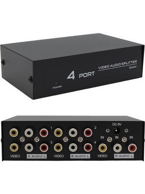 Givoria AV-104 4 Port Av Cvbs Rca Video Audio Splitter Çoğaltıcı Dağıtıcı GLX94FMH