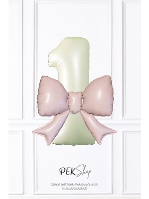 Pek Shop Pembe Fiyonk Balonlu Krem Rakam Folyo Balon Yaş Balonu Seti