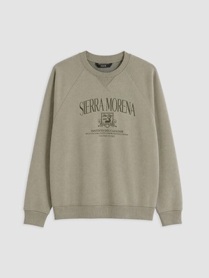 Lc Waikiki Yeni Sezon Haki Bisiklet Yaka Baskılı Erkek Sweatshirt