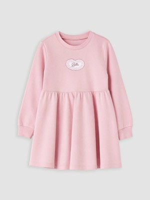 Lc Waikiki Yeni Sezon Pembe Bisiklet Yaka Baskılı Kız Çocuk Elbise