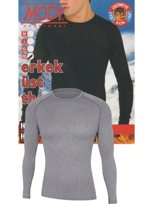 Maruf Shop Erkek Uzun Kol Bisiklet Yaka Gri Renk Likralı Mody Termal Üst Içlik