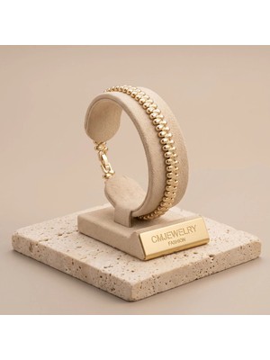 cm Jewelry Vıp Seri 316L Çelik Gold Renk Damla Motifli Kalın Zincir Bileklik 19 cm