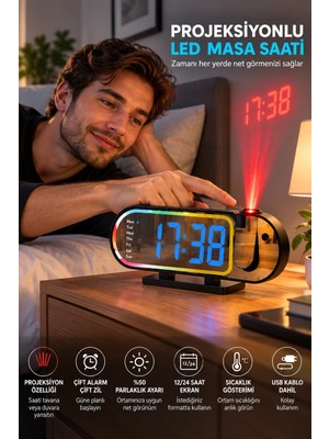 Zenviaa Mey Ithalat® Modern LED Masa Saati Dijital Ekranlı Alarm Parlaklık Ayarlı 12 24 Saat S�