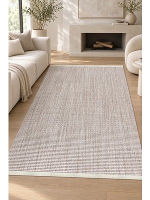 Arda Vizon Bej Özel Ölçü Oturma Odası Koridor Halısı Robot Süpürge Uyumlu Kolay Temizlenebilir Bukle