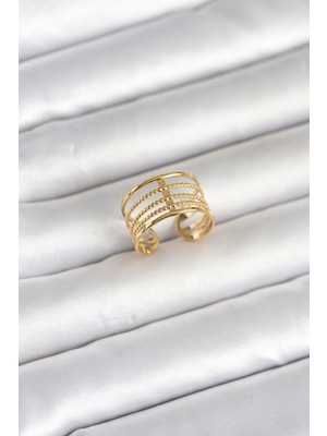 Efnaz Style 316L Çelik Gold Renk Vintage Model Kadın Yüzük