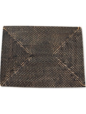 Dikdörtgen Hasır Amerikan Servis Supla ve Duvar Dekoru 30X40 cm Siyah