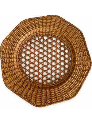 El Yapımı Yuvarlak Rattan Servislik 32 cm