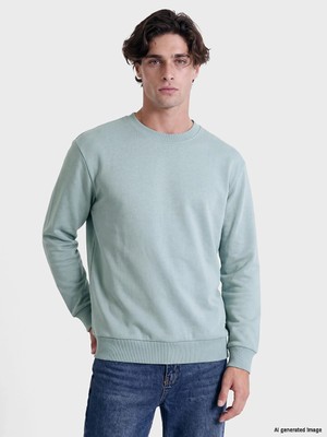 Lc Waikiki Yeni Sezon Yeşil Bisiklet Yaka Erkek Kalın Sweatshirt