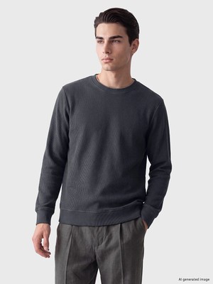 Lc Waikiki Yeni Sezon Indigo Bisiklet Yaka Erkek Kalın Sweatshirt