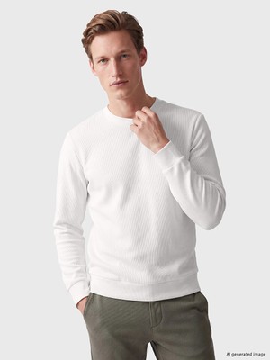 Lc Waikiki Yeni Sezon Beyaz Bisiklet Yaka Erkek Sweatshirt
