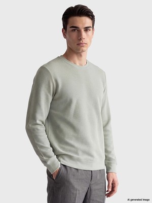 Lc Waikiki Yeni Sezon Yeşil Bisiklet Yaka Erkek Sweatshirt