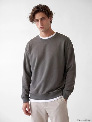 Lc Waikiki Yeni Sezon Kahverengi Bisiklet Yaka Erkek Sweatshirt