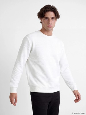 Lc Waikiki Yeni Sezon Beyaz Bisiklet Yaka Erkek Sweatshirt