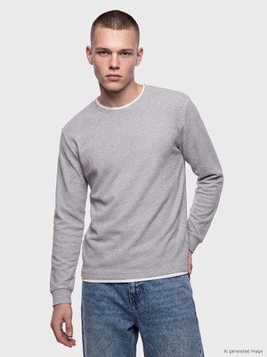 Lc Waikiki Yeni Sezon Gri Bisiklet Yaka Erkek Sweatshirt