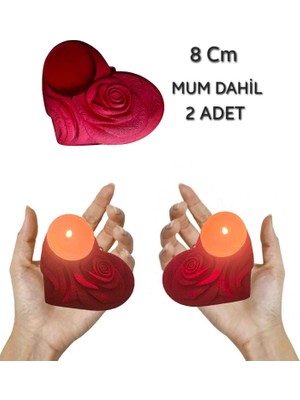 Salıncak Kına El Mumluğu Kırmızı Kalp Gül Figür Düğün Nedime Bride ( 8 Cm)
