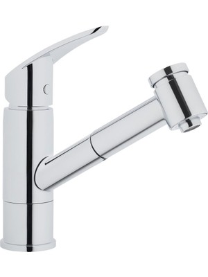Merfi Store Harmony Xl A42147 Pull-Out Eviye Bataryası, 8 Litre/dk Akış Hızı, Uzayabilen El Duşu, Krom