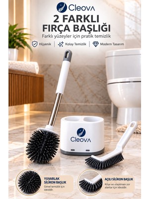 Cleova 2'li Çok Amaçlı Silikon Temizlik Fırçası Seti –(Yuvarlak & Açılı Başlık)