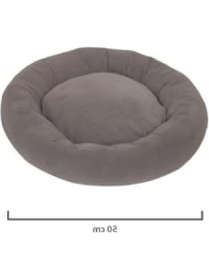 Esranın Dünyası Polar Gri-Krem Simit Yatağı - 50 cm Çap