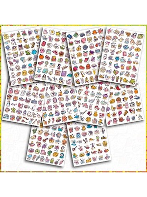 Esranın Dünyası Sticker Seti 500 Adet Ingilizce Temalı Etiket, Günlük Ajanda ve Defterlere, Karikatür Konsept, Öğretmen-Öğrenciler, Erkek-Kız Çocuk ve Yetişkinlere Kendinden Yapışkanlı Eğlenceli Çıkartmalar