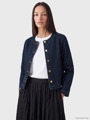 Lc Waikiki Yeni Sezon Indigo Bisiklet Yaka Kadın Jean Ceket