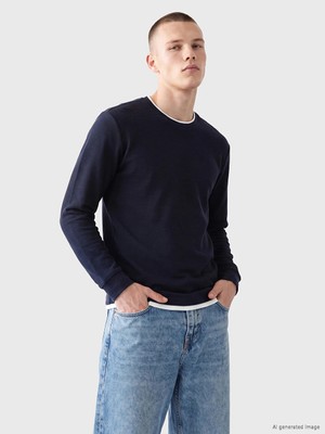 Lc Waikiki Yeni Sezon Lacivert Bisiklet Yaka Erkek Sweatshirt