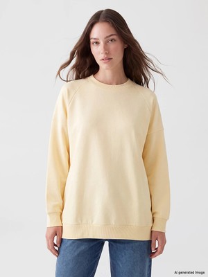 Lc Waikiki Yeni Sezon Bej Oversize Kadın Kalın Sweatshirt Tunik