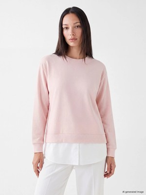 Lc Waikiki Yeni Sezon Pembe Bisiklet Yaka Kadın Sweatshirt Tunik