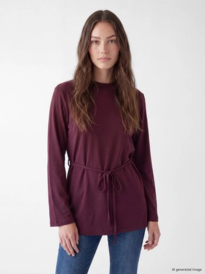 Lc Waikiki Yeni Sezon Mürdüm Bisiklet Yaka Kadın Sweatshirt Tunik