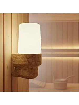 Mermer Banyo ve Sauna Lambası, Beyaz Cam Difüzör, Dekoratif Duvar Aydınlatma, E14 Soket