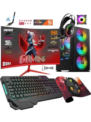 ZGX25 Ryzen 5 3600 32GB 3200MHZ Ram 512GB SSD RX550 Gddr5 23.8" Curved Oyuncu Masaüstü Bilgisayar