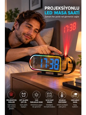 Hace Bazaar Modern LED Masa Saati Dijital Ekranlı Alarm Parlaklık Ayarlı 12 24 Saat Sıcaklık Göstergeli -H