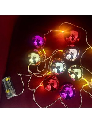 Hace Bazaar 2 Metre 10 LED Pilli 2 Kademeli Parlak Top LED Yılbaşı Ağacı Süsü Mz-3 -Hcb