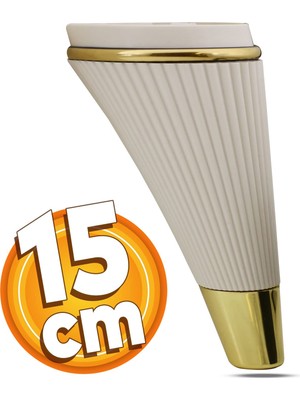 Esranın Dünyası BADEM10 Iron Lüks Mobilya Kanepe Sehpa Tv Ünitesi Koltuk Ayağı 15 cm Krem Gold Baza Ayak