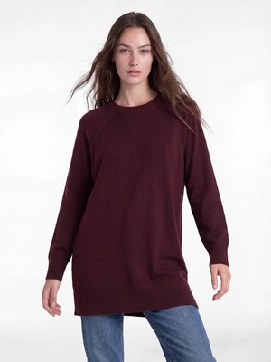 Lc Waikiki Yeni Sezon Bordo Bisiklet Yaka Kadın Triko Tunik