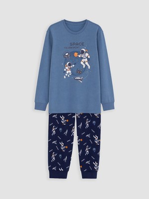 Lc Waikiki Yeni Sezon Indigo Bisiklet Yaka Erkek Çocuk Pijama Takım