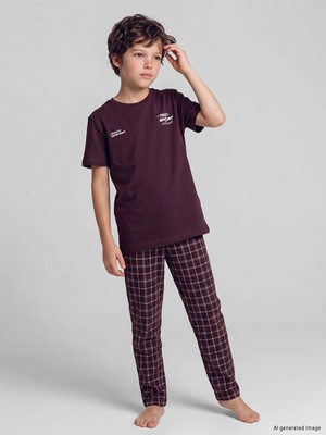 Lc Waikiki Yeni Sezon Mürdüm Bisiklet Yaka Erkek Çocuk Pijama Takım