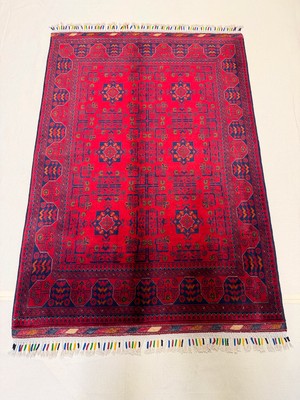 El Dokuma Afgan Halı Bilicik Ince Dokuma Yüksek Kalite Kök Boya 103 x 142 cm